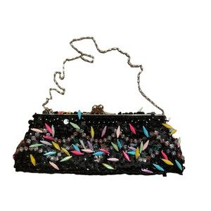 Multicolor embellished clutch purse